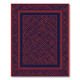 Navy Red Geometric Lattice Area Rug
