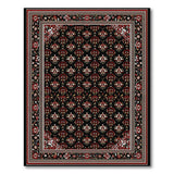 Red Floral Persian Area Rug on Black