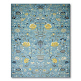 Teal Floral Area Rug with Yellow Blooms Birds Butterflies