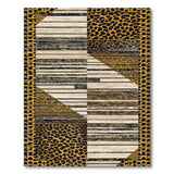 Geometric Leopard Stripe Area Rug