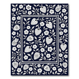 Navy Strawberry Fruit Pattern Area Rug