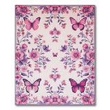 Pink Butterfly Peony Floral Area Rug