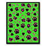 Playful Neon Green Paw Prints Pink Bones Area Rug