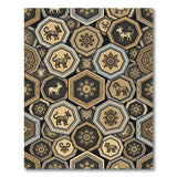 Tribal Animal Hexagon Gold Area Rug