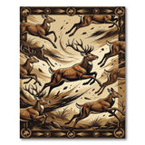 Leaping Deer Herd Brown Tan Area Rug