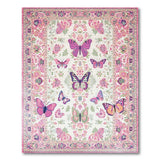 Vintage Pink Butterfly Floral Floral Vintage Area Rug