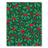 Green Holly Berry Pattern Area Rug