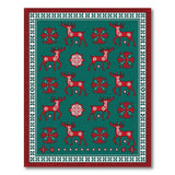 Teal Green Red Reindeer Heritage Tribal Rug