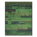 Green Geometric Striped Area Rug
