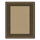 Black Framed Gold Greek Key Area Rug