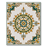 Ornate Teal Gold Persian Medallion Area Rug
