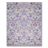 Floral Vintage Purple Purple Floral Grey Area Rug