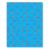Modern Blue Wavy Tile Grid Area Rug