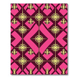 Pink Gold Fleur-de-Lis Geometric Area Rug