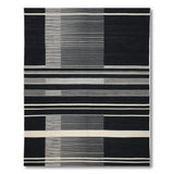 Bold Black White Geometric Stripe Rug