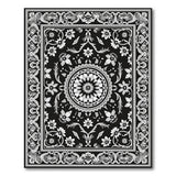 Black White Persian Floral Medallion Rug
