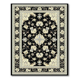 Elegant Black Persian Floral Area Rug