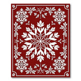 Crimson Snowflake Floral Area Rug