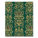 Emerald Green Gold Floral Damask Area Rug