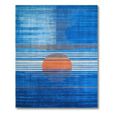 Blue Geometric Sun Striped Area Rug