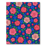 Swirling Pink Roses on Navy Floral Area Rug