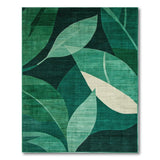 Abstract Geometric Green Leaf Area Rug