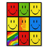 Colorful Smiley Faces Grid Area Rug