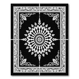 Ornate Traditional Persian Ornate Black White Mandala Area Rug
