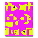 Playful Yellow Fish Cartoon Area Rug