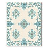Ornate Teal Floral Medallion Area Rug