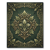 Ornate Gold Leaf Green Area Rug