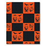 Spooky Halloween Bats Pumpkins Orange Black Checkered Rug