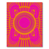 Vibrant Pink Orange Sunburst Geometric Rug