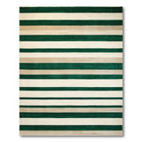 Emerald Green and Cream Striped Area Rug