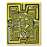 Vibrant Yellow Maze Geometric Area Rug