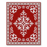 Red Traditional Persian Rug with White Ornate Motifs