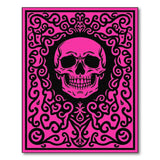 Pink Skull Ornate Floral Frame Area Rug