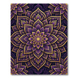 ODIKA Washable Purple and Gold Mandala Area Rug, Low Pile Non-Slip Boho Carpet