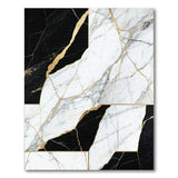 ODIKA Modern Washable Marble Rug - Black, White & Gold Geometric Low Pile Area Rug