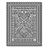 Black White Labyrinth Maze Geometric Area Rug