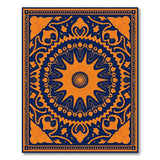 Navy Orange Sunburst Medallion Persian Rug