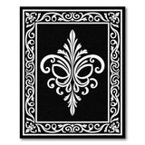 Fleur-de-Lis Ornate Black White Area Rug
