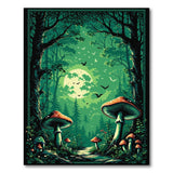 Green Enchanted Mushroom Forest Area Rug