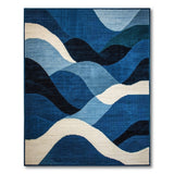 Abstract Blue Wave Geometric Blue and Teal Area Rug