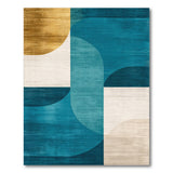 Geometric Modern Blue Teal Geometric Area Rug