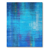 Teal Blue Abstract Grid Area Rug
