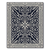 Ornate Black White Persian Star Medallion Rug