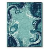 Octopus Tentacles Blue Teal Vintage Area Rug
