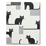 Black and White Playful Black Cat Cartoon Area Rug