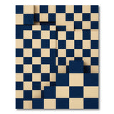 3D Navy and Beige Checkerboard Area Rug